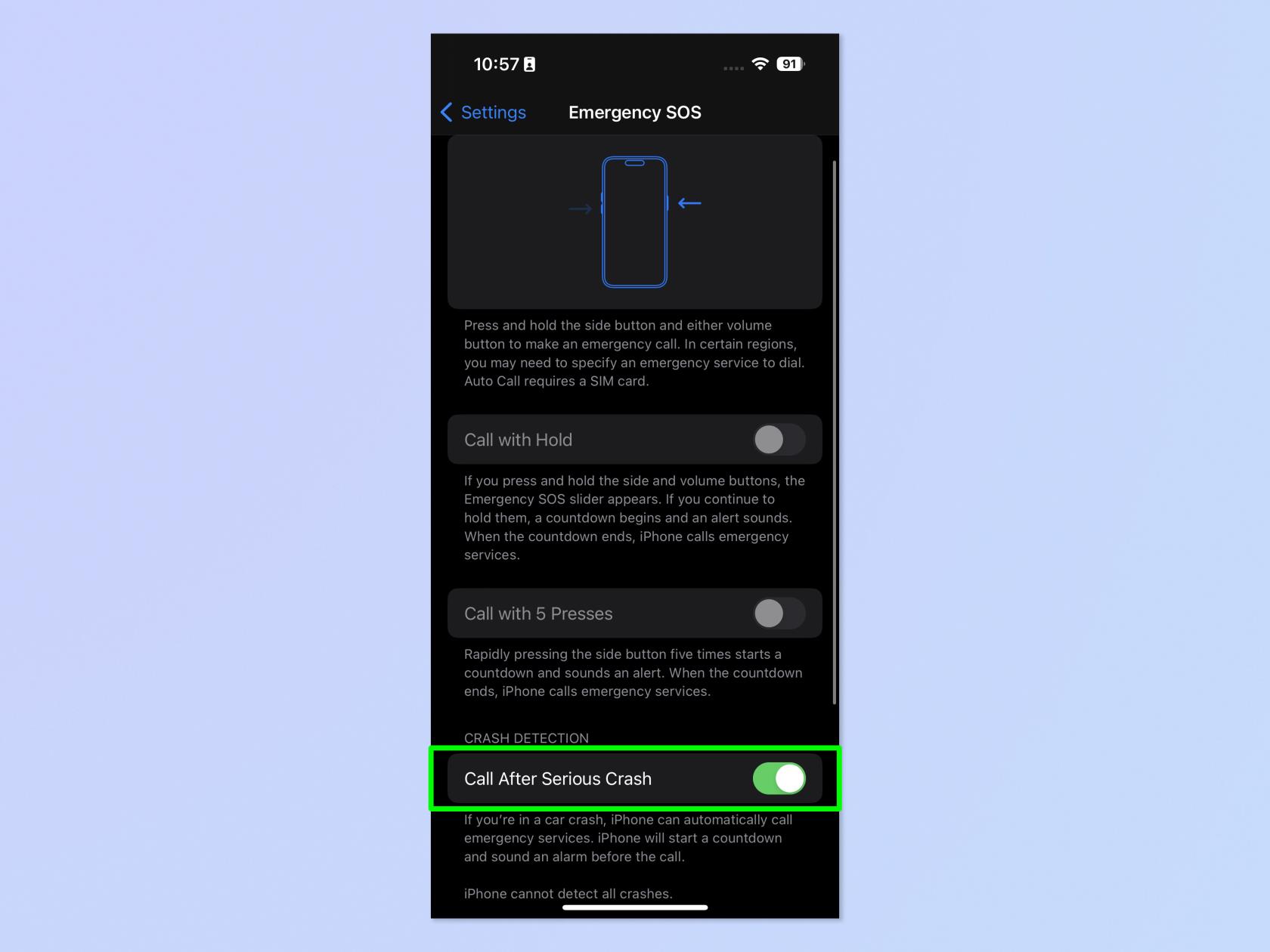 如何在 iPhone 上啟用和禁用崩潰檢測