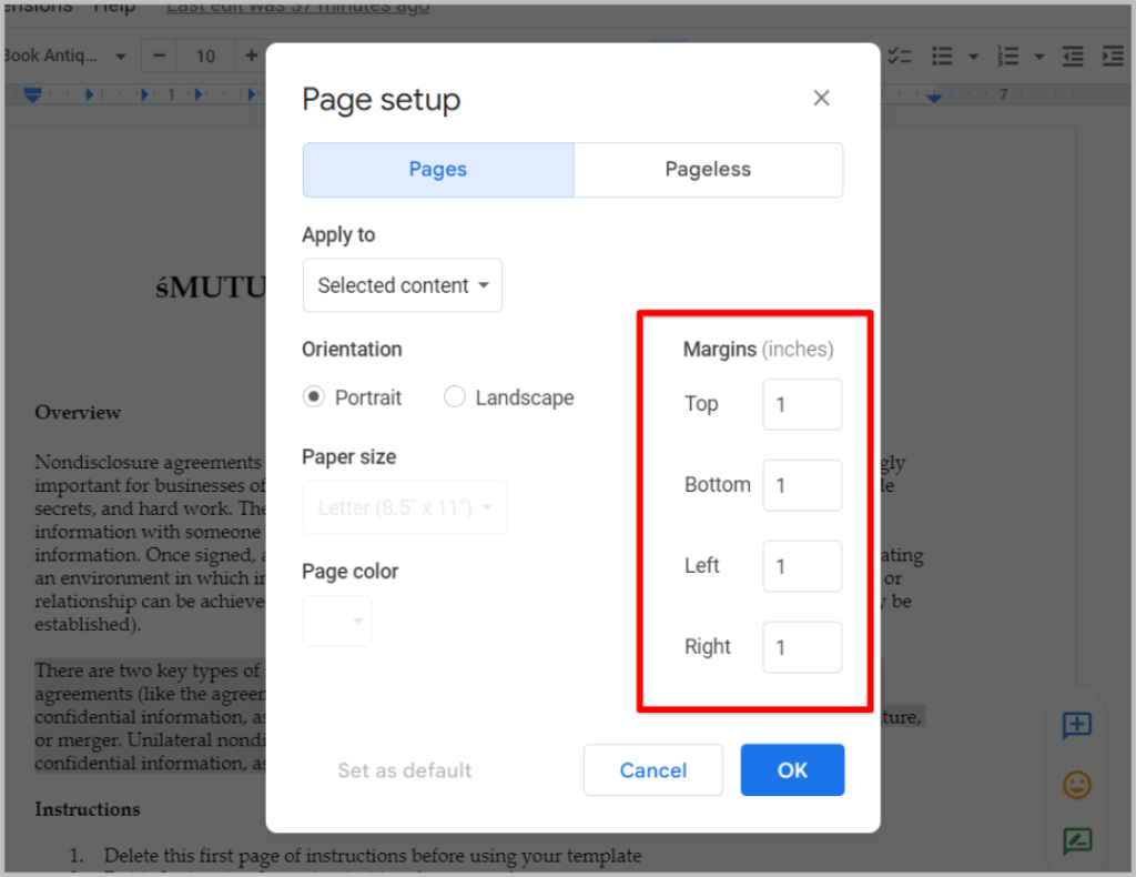 更改 Google 文件頁邊距的 3 種方法