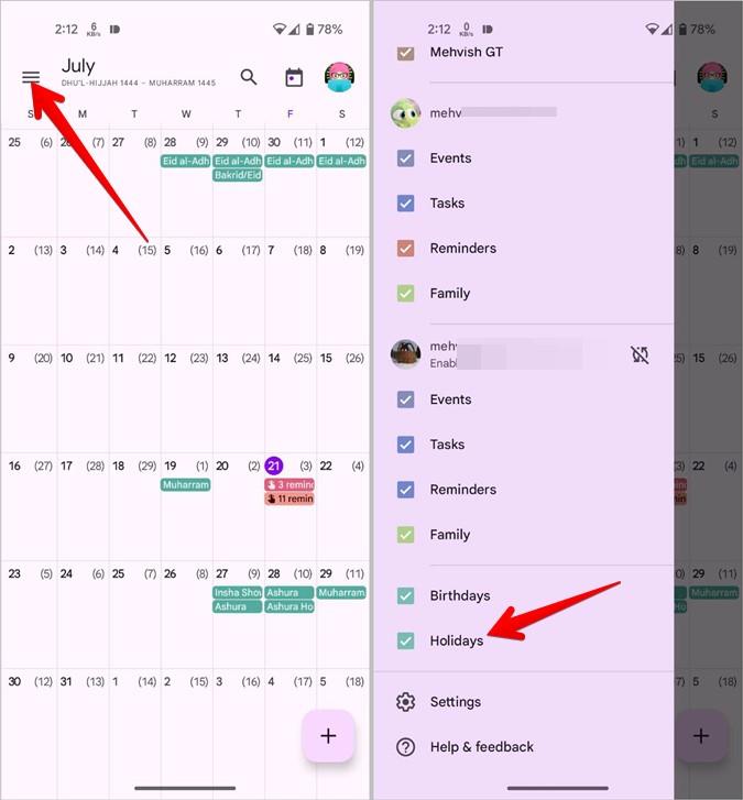如何從 Google 和三星日曆新增/刪除假期