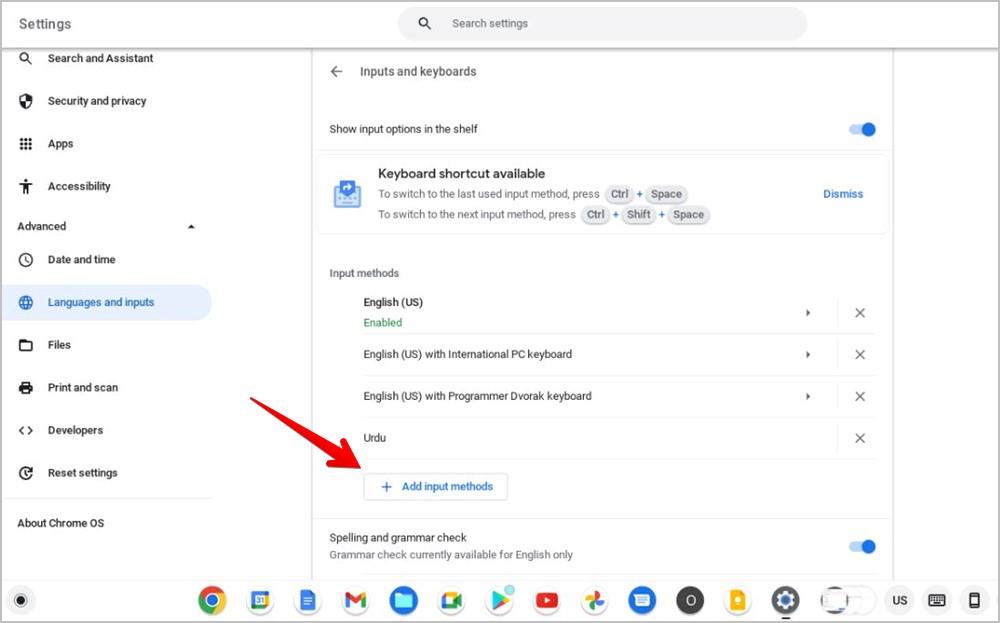 如何更改 Chromebook 系統和鍵盤語言