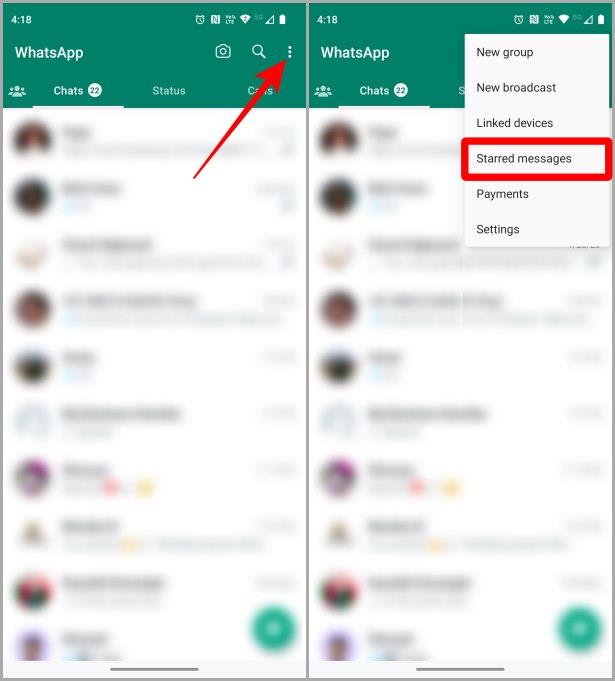 WhatsApp 網頁版和行動版上我加星號的訊息在哪裡