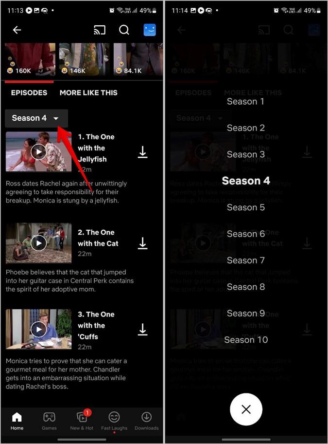 如何更改 Netflix 上的季節或劇集