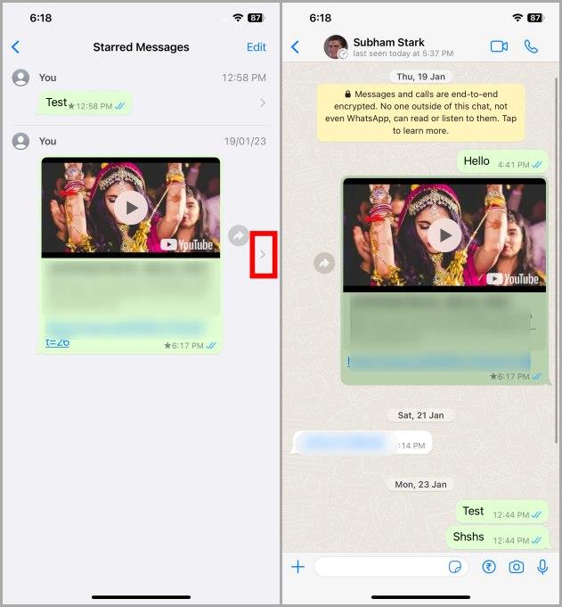 WhatsApp 網頁版和行動版上我加星號的訊息在哪裡