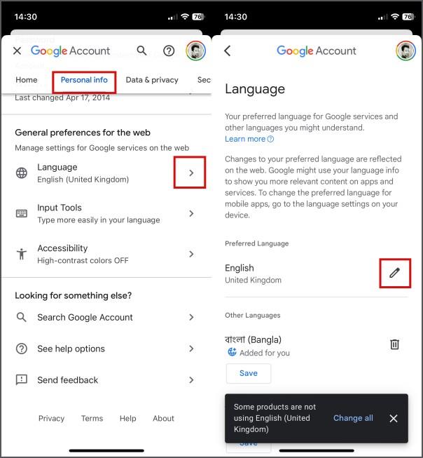 如何變更 Google 帳戶中的語言
