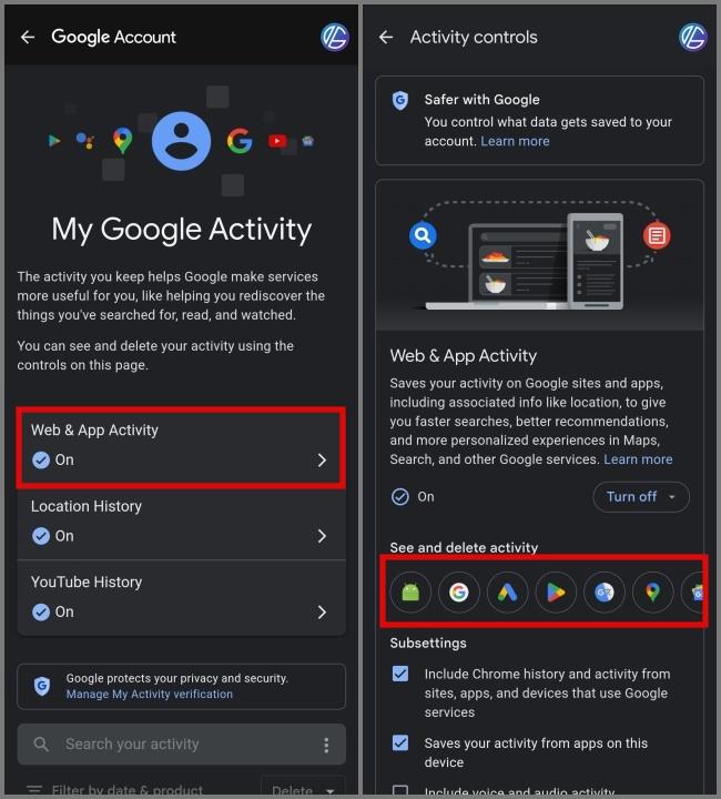 如何存取和刪除您的所有 Google 活動