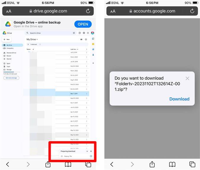 如何將 Google Drive 中的多張照片儲存到 iPhone