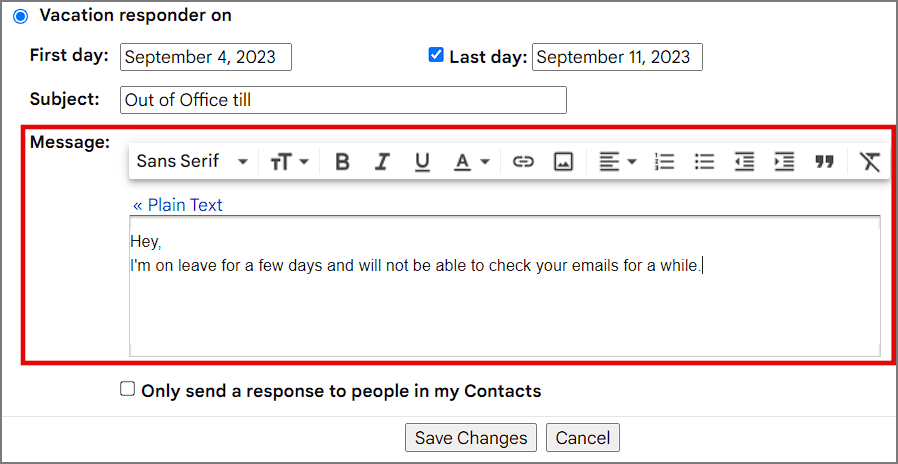 如何在 Gmail 中使用假期回覆器