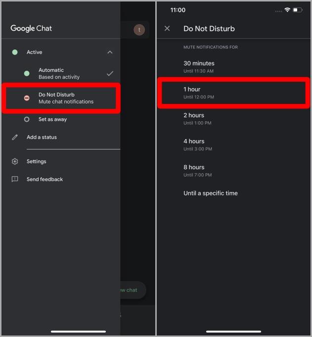 如何更改網頁版和行動版 Google Chat 中的狀態