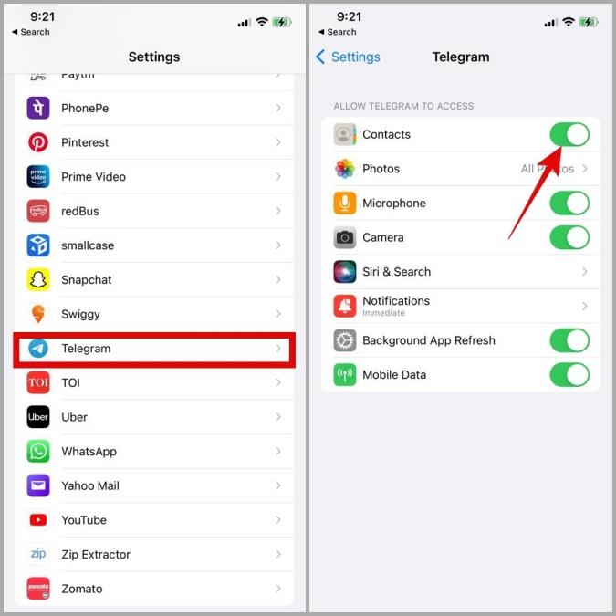 Telegram 在 Android 和 iPhone 上不同步聯絡人的 7 個修復
