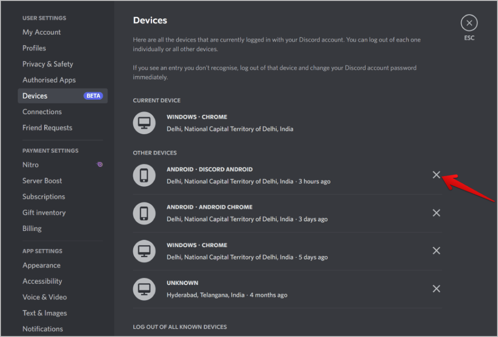如何檢查我的 Discord 帳號登入位置