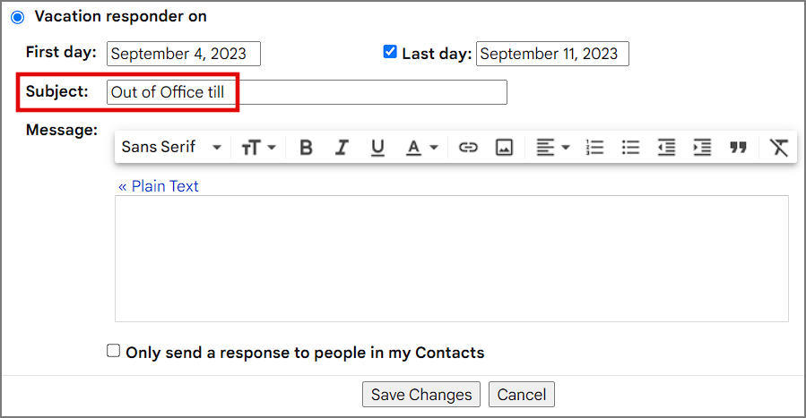如何在 Gmail 中使用假期回覆器