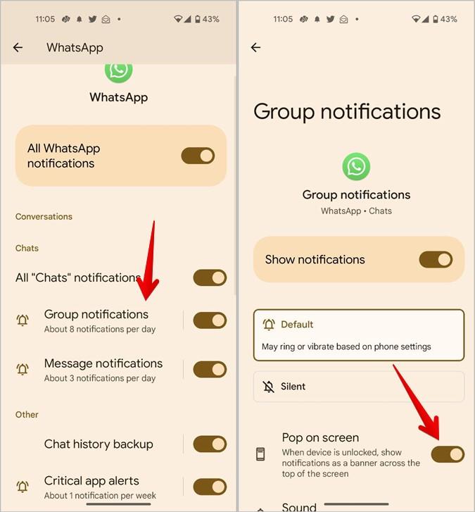 如何在鎖定畫面和主畫面上取得 WhatsApp 通知