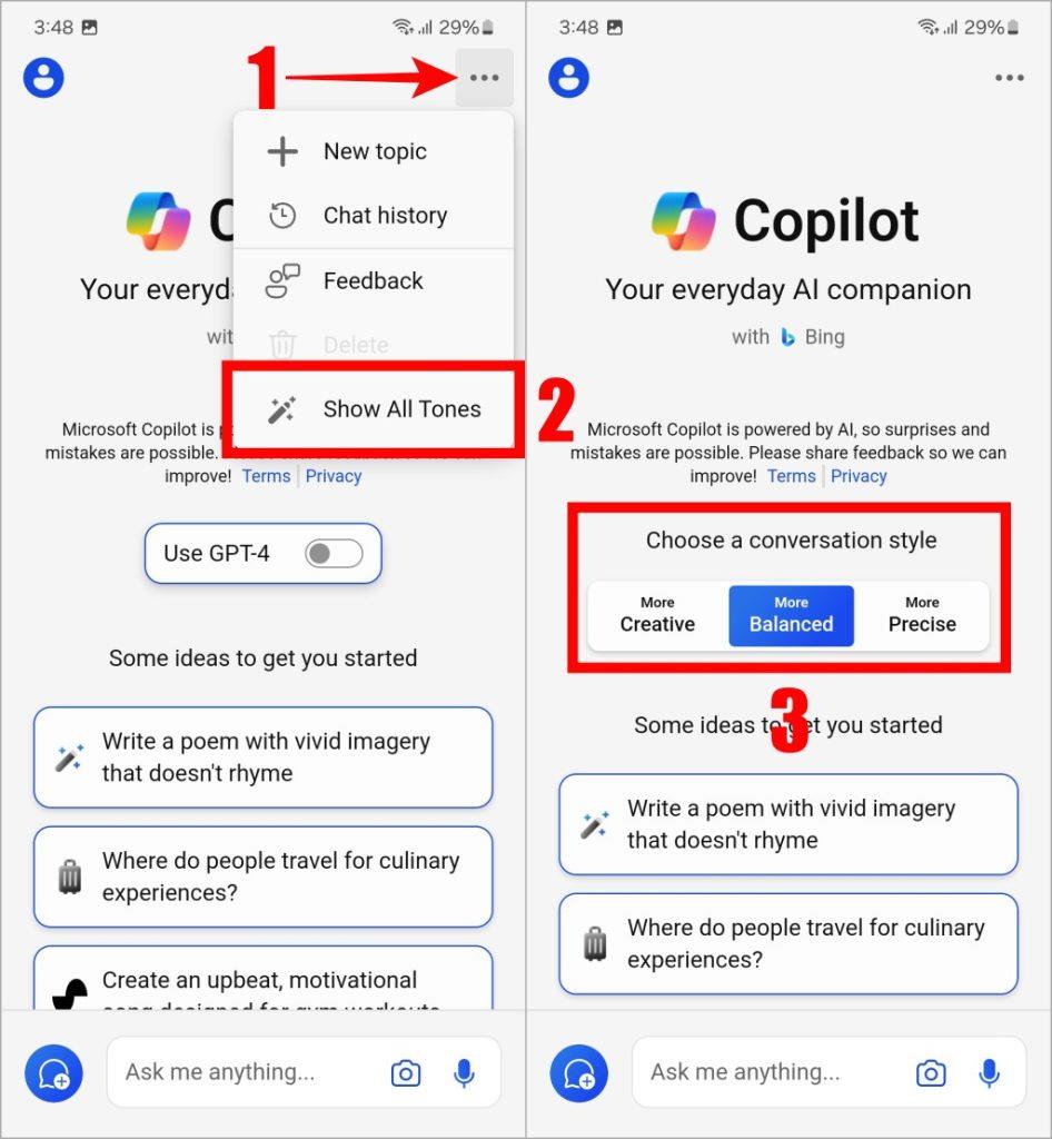 如何在行動裝置上使用 Microsoft Copilot