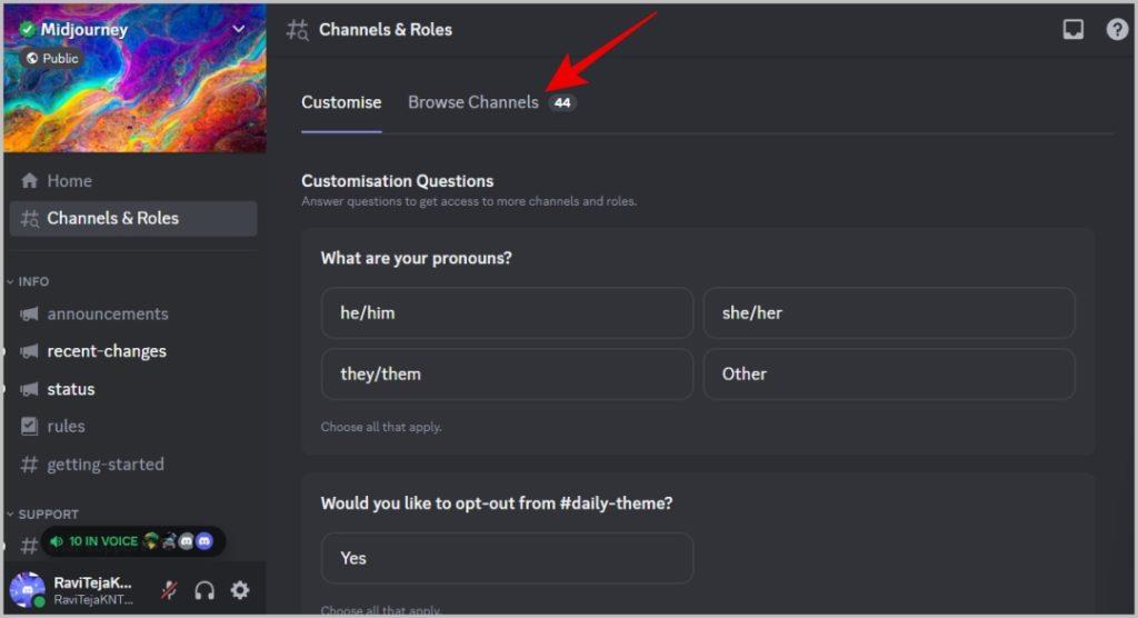如何隱藏 Discord 伺服器側邊欄上的頻道
