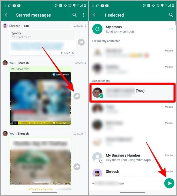 WhatsApp 網頁版和行動版上我加星號的訊息在哪裡