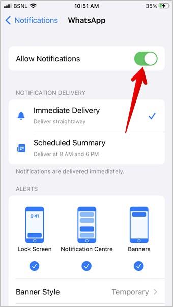 如何在鎖定畫面和主畫面上取得 WhatsApp 通知