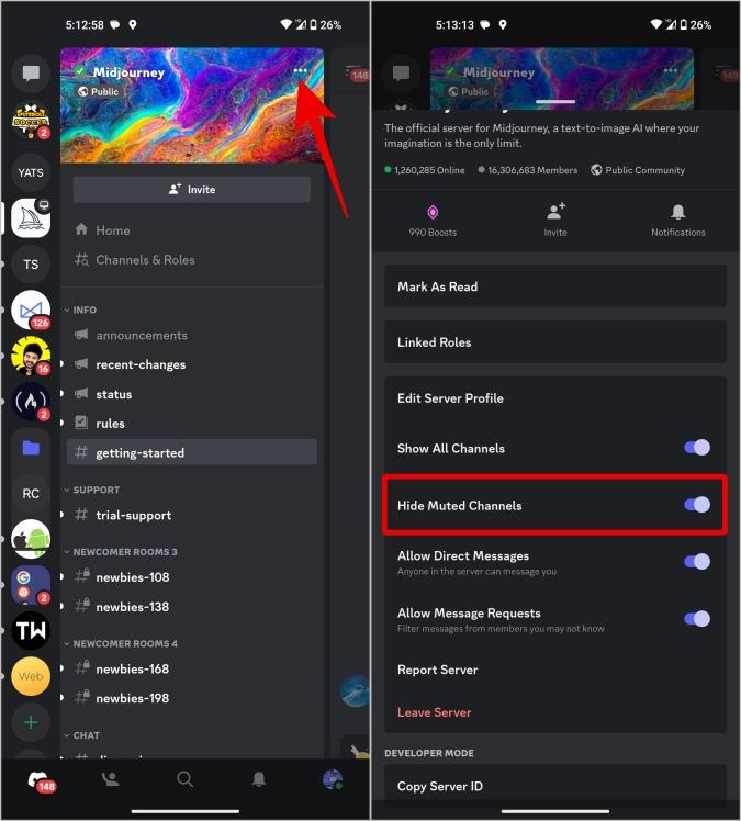 如何隱藏 Discord 伺服器側邊欄上的頻道