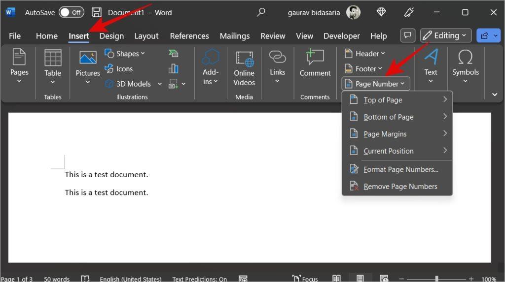 如何為 Microsoft Word 新增頁碼和頁碼