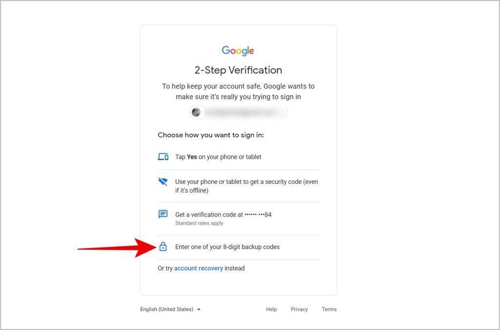 如何從 Google 產生備份程式碼
