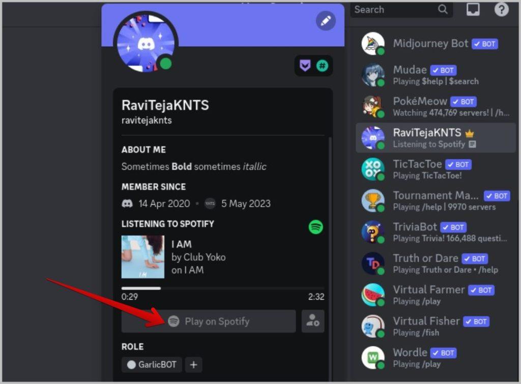 如何在 Discord 狀態上顯示 Spotify