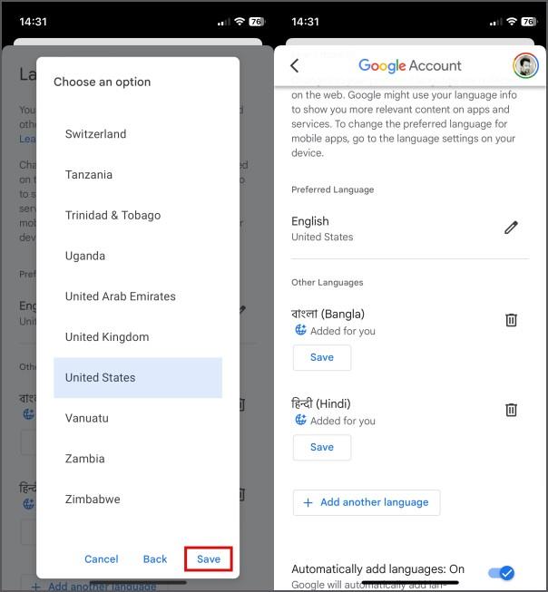 如何變更 Google 帳戶中的語言