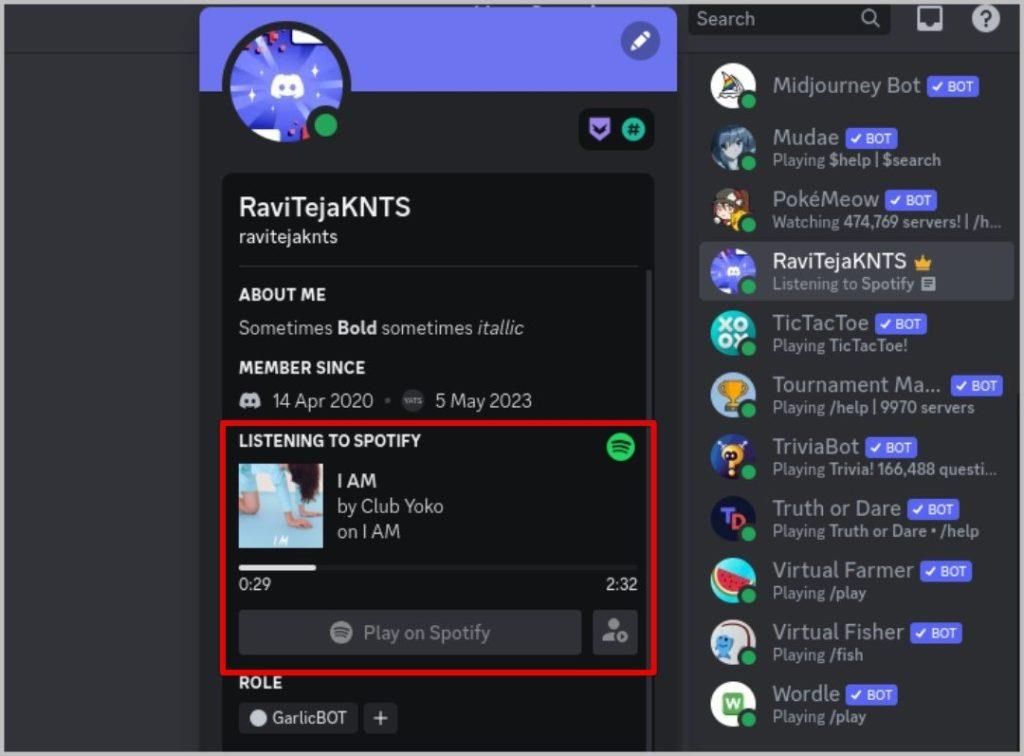 如何在 Discord 狀態上顯示 Spotify