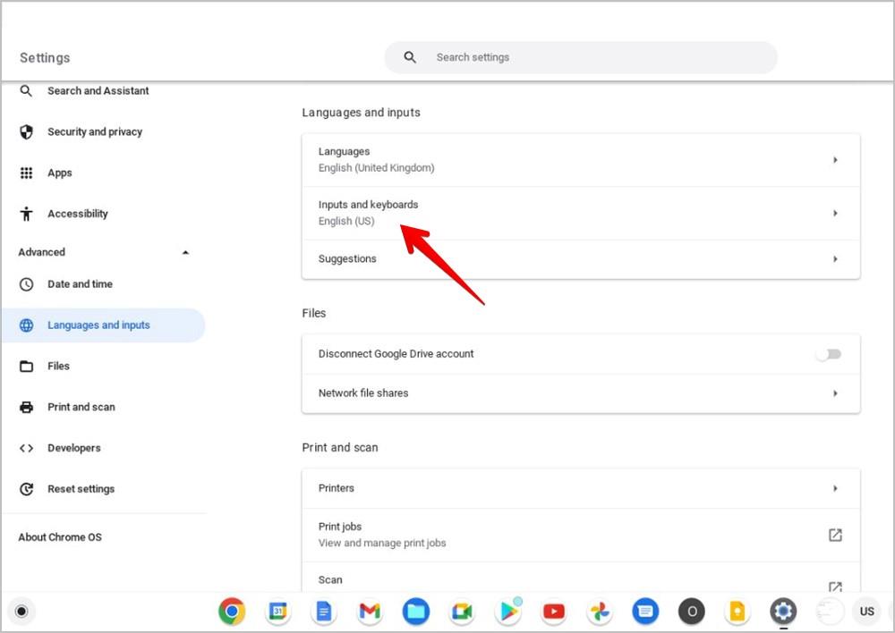 如何更改 Chromebook 系統和鍵盤語言