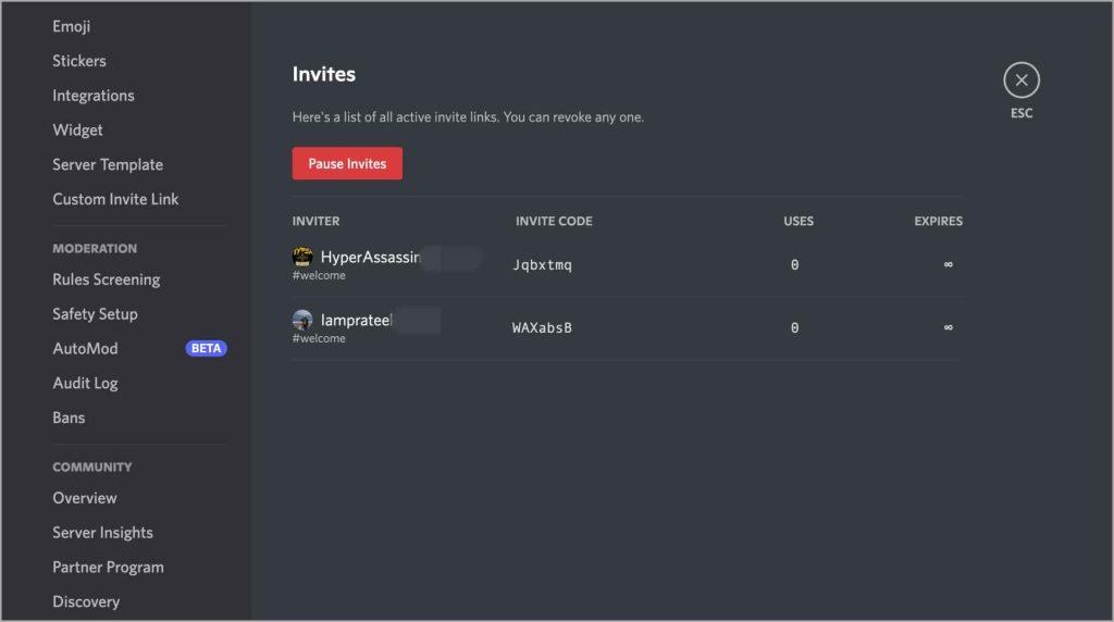如何在 Discord 上暫停和停用邀請鏈接