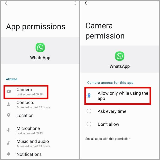 修復 WhatsApp 相機在 Android 上無法運作的 9 種最佳方法