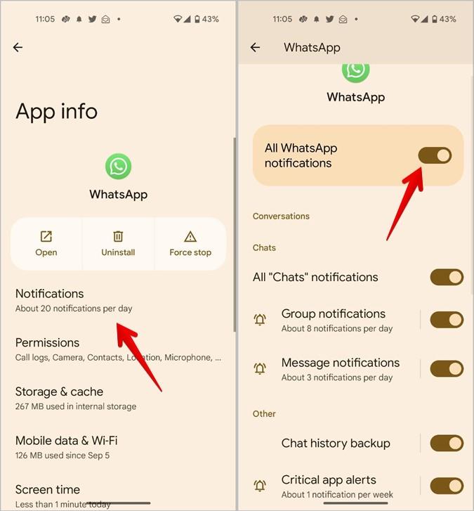 如何在鎖定畫面和主畫面上取得 WhatsApp 通知