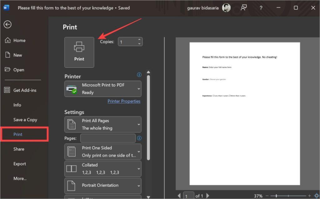 如何在 Microsoft Word 中建立可填寫的表單