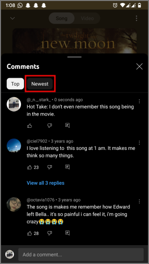 如何評論行動裝置上 YouTube Music 中的歌曲和視頻