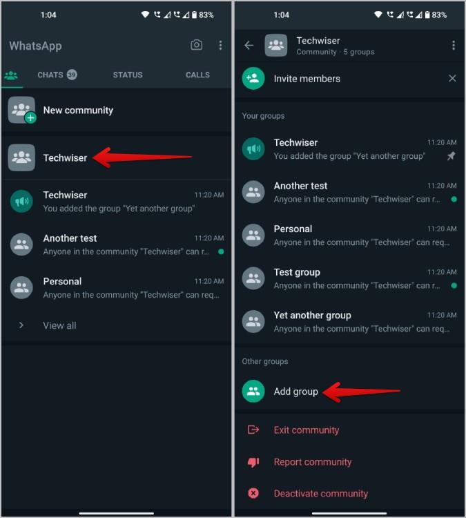 如何在 WhatsApp 社群中新增或刪除群組