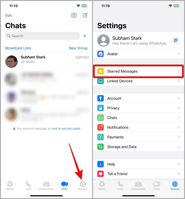 WhatsApp 網頁版和行動版上我加星號的訊息在哪裡