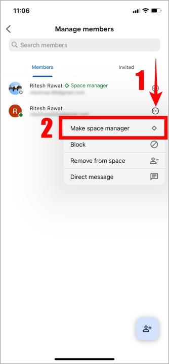 如何在行動裝置上的 Google Chat 中建立空間