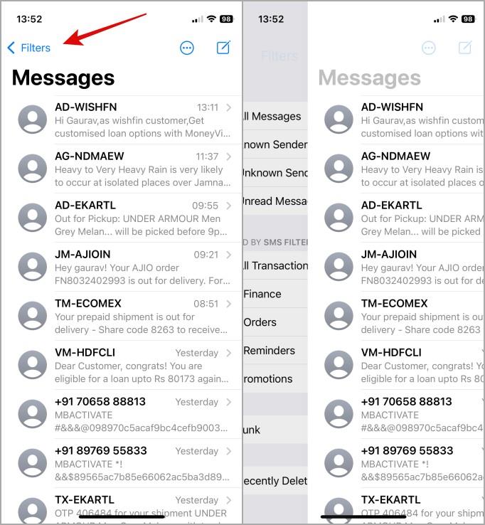 如何在 iPhone 訊息中使用智慧型搜尋過濾器