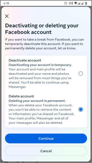 Facebook 登出、停用、刪除：何時使用