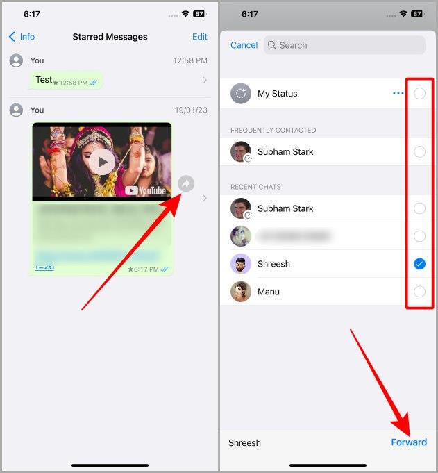 WhatsApp 網頁版和行動版上我加星號的訊息在哪裡