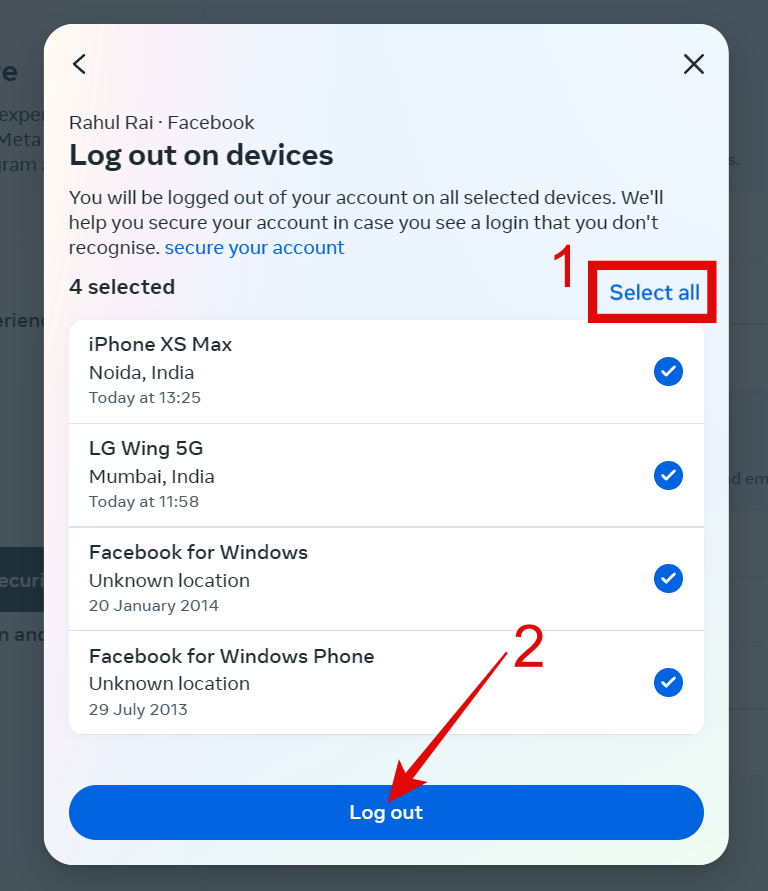 如何在所有裝置上登出 Facebook