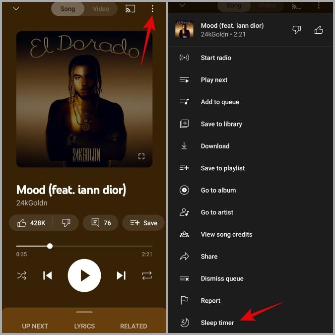 如何在 YouTube Music 中設定睡眠定時器