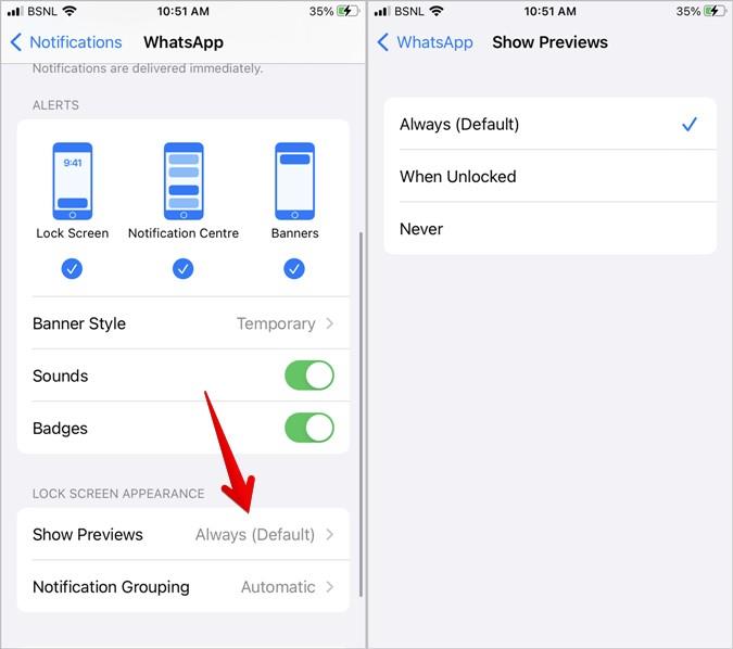 如何在鎖定畫面和主畫面上取得 WhatsApp 通知