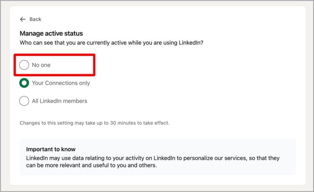 如何隱藏 LinkedIn 上的活躍狀態