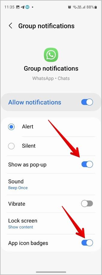 如何在鎖定畫面和主畫面上取得 WhatsApp 通知