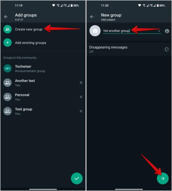如何在 WhatsApp 社群中新增或刪除群組