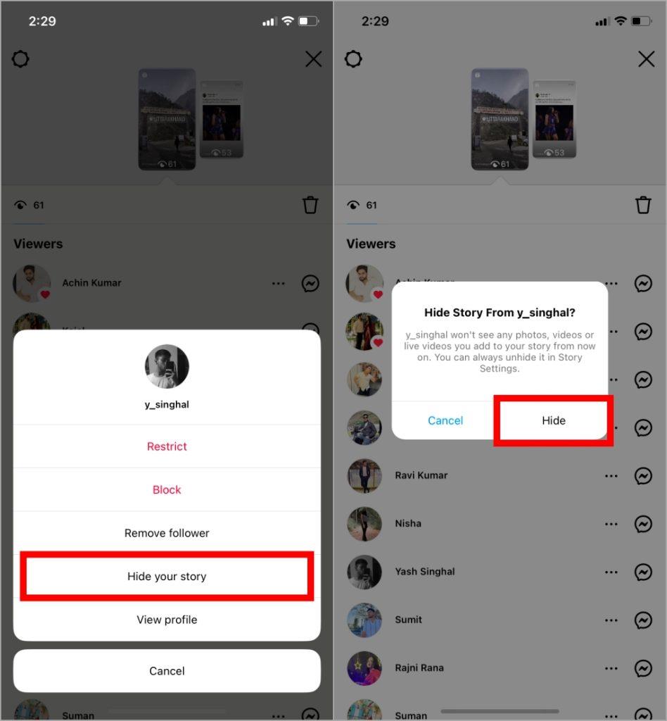 如何在 Instagram 上向某人隱藏故事