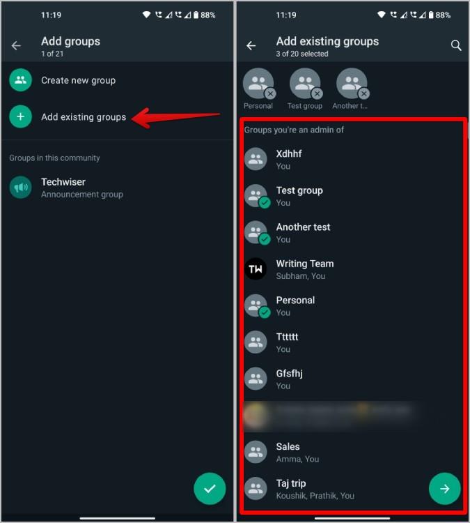 如何在 WhatsApp 社群中新增或刪除群組