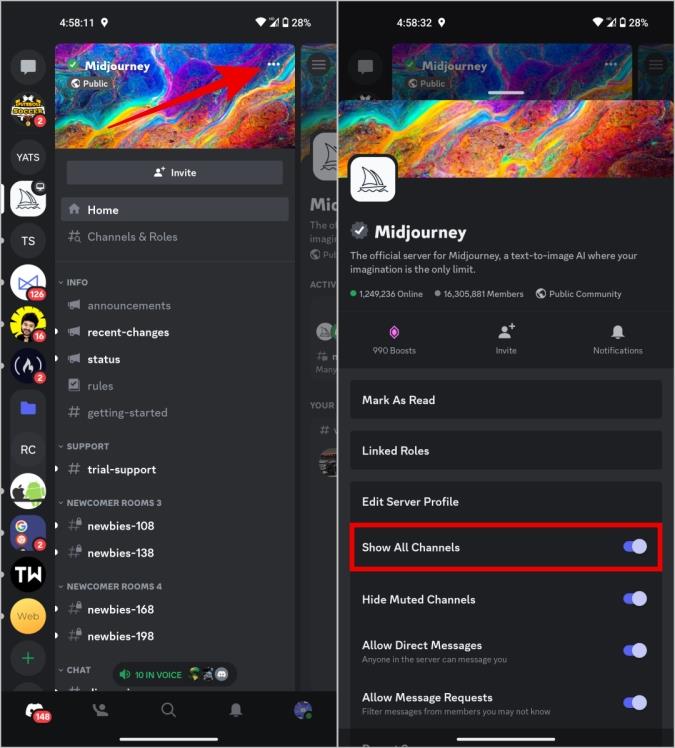 如何隱藏 Discord 伺服器側邊欄上的頻道
