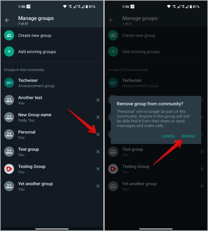 如何在 WhatsApp 社群中新增或刪除群組