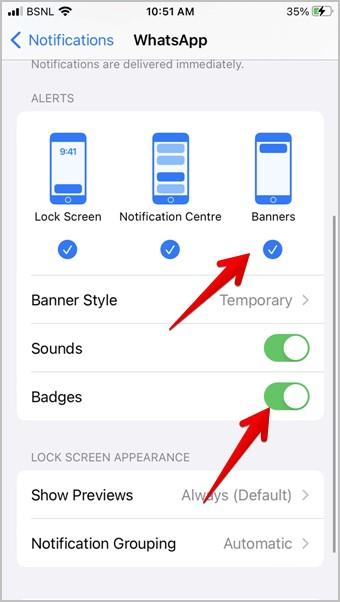 如何在鎖定畫面和主畫面上取得 WhatsApp 通知