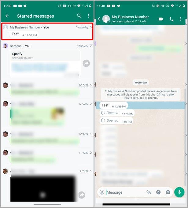 WhatsApp 網頁版和行動版上我加星號的訊息在哪裡